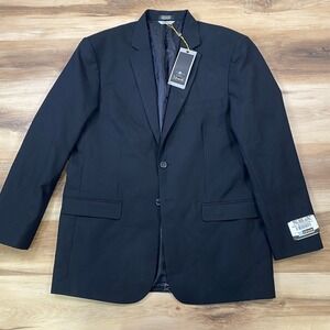 Edwards Suit Coat Mens 42R Classic Wool Blend Traditional Fit Black Heritage New